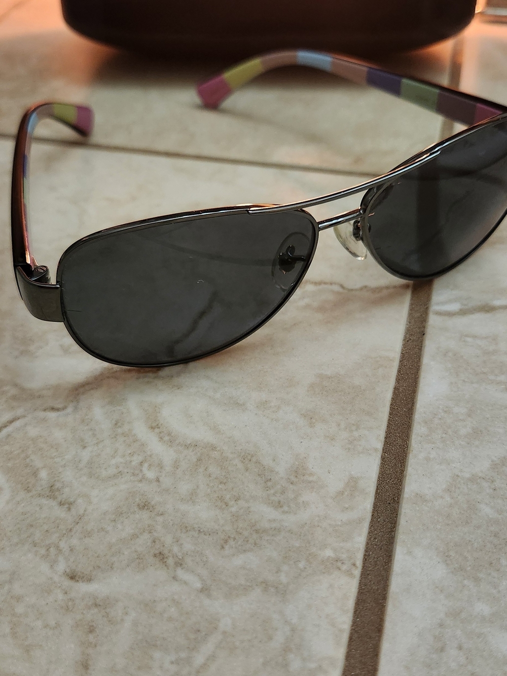 Aviator-Style Women's Sunglasses/GLASSES,  in Black with Multicolor Temples